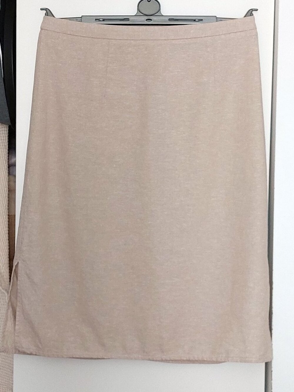Mid-Rise Linen-Blend Knee Length Skirt - Size Medium Oatmeal Natural Color
